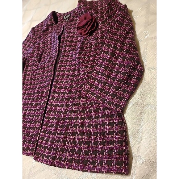 K Studio Collection Sweater Open Cardigan Womens 18 Black Purple Woven Knit - Picture 7 of 14